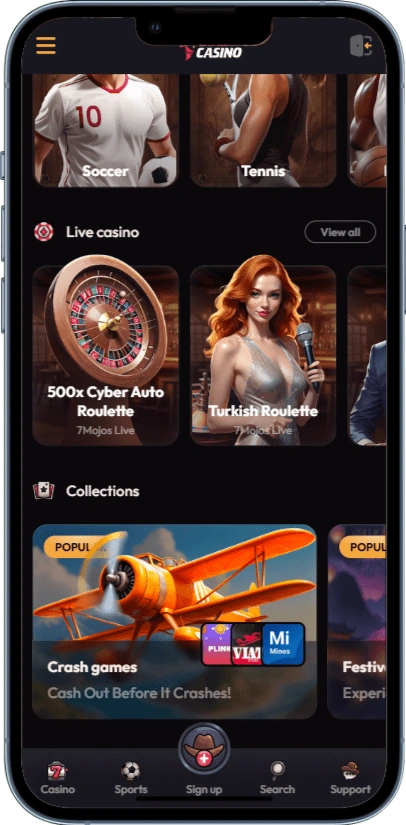 Madcasino mobile app interface